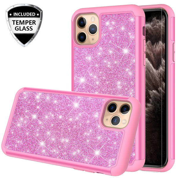 apple iphone 11 pro max glitter hybrid case - hot pink - www.coverlabusa.com