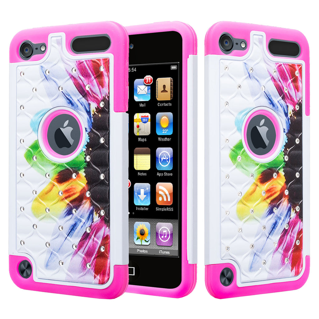 apple ipod touch6 diamond rhinestone case - sunflower - www.coverlabusa.com