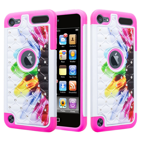 apple ipod touch6 diamond rhinestone case - sunflower - www.coverlabusa.com