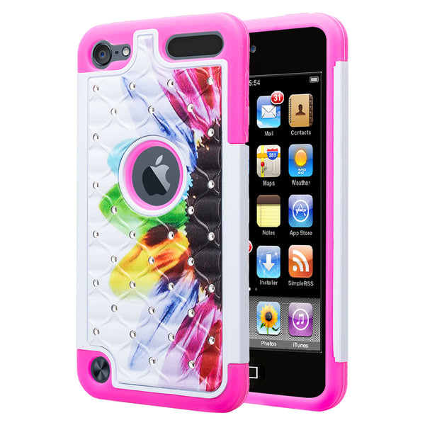 apple ipod touch6 diamond rhinestone case - sunflower - www.coverlabusa.com