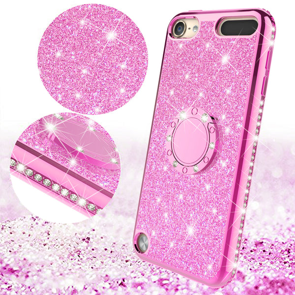apple ipod touch 5 glitter bling fashion 3 in 1 case - hot pink - www.coverlabusa.com