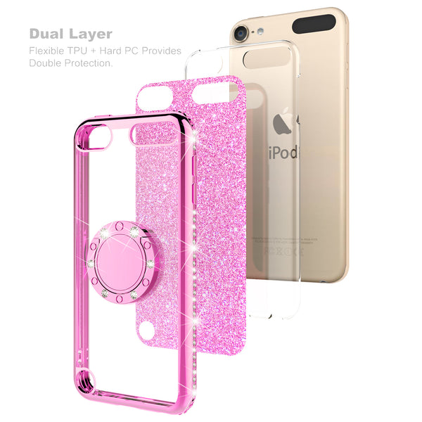 apple ipod touch 5 glitter bling fashion 3 in 1 case - hot pink - www.coverlabusa.com