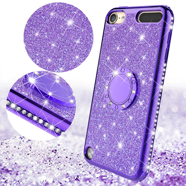 apple ipod touch 5 glitter bling fashion 3 in 1 case - purple - www.coverlabusa.com