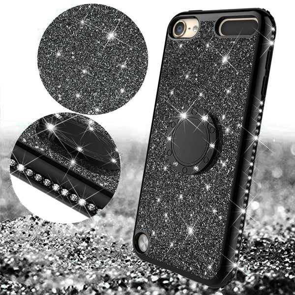 apple ipod touch 5 glitter bling fashion 3 in 1 case - black - www.coverlabusa.com