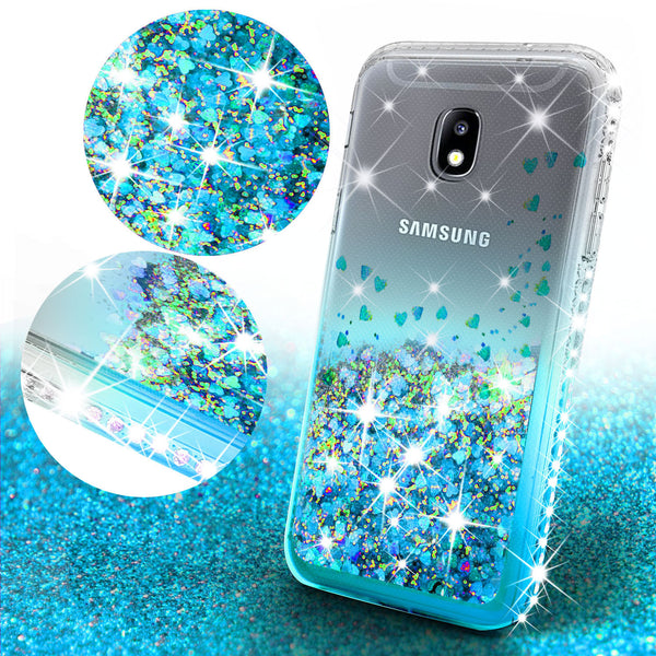 clear liquid phone case for samsung galaxy j3 (2018) - teal - www.coverlabusa.com