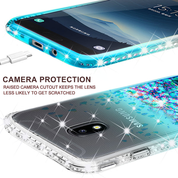 clear liquid phone case for samsung galaxy j3 (2018) - teal - www.coverlabusa.com