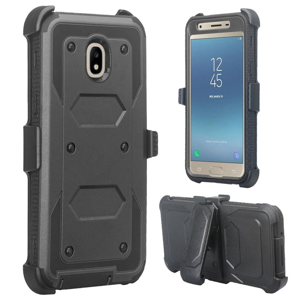 samsung galaxy j3 2018 heavy duty holster case - black - www.coverlabusa.com