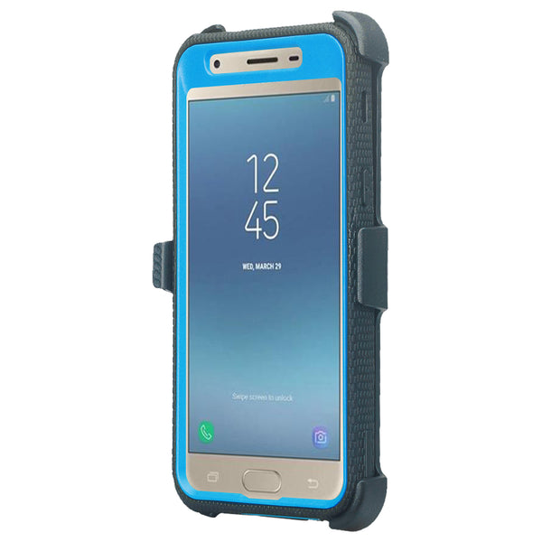 samsung galaxy j3 2018 heavy duty holster case - blue - www.coverlabusa.com