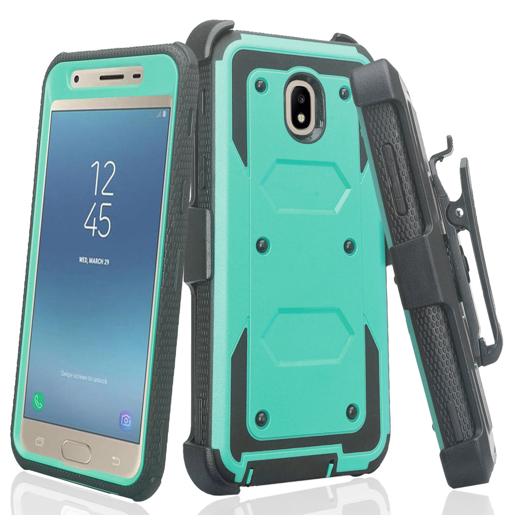 samsung galaxy j3 2018 heavy duty holster case - teal - www.coverlabusa.com