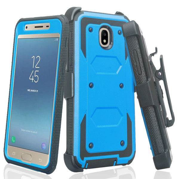 samsung galaxy j3 2018 heavy duty holster case - blue - www.coverlabusa.com