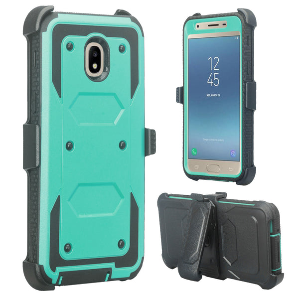 samsung galaxy j3 2018 heavy duty holster case - teal - www.coverlabusa.com