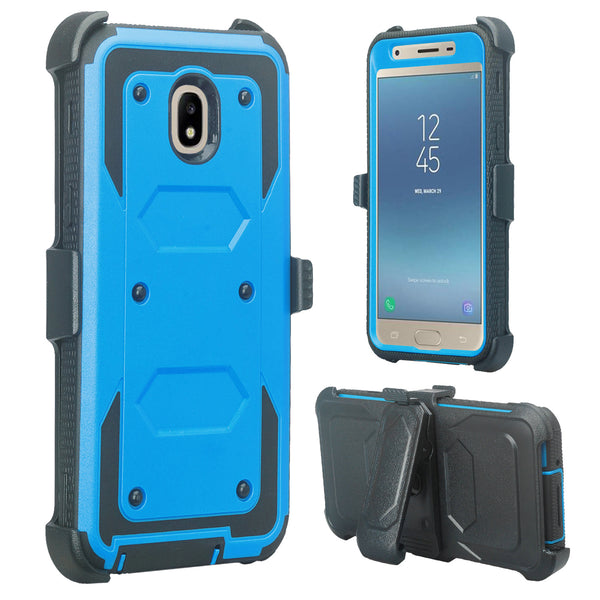 samsung galaxy j3 2018 heavy duty holster case - blue - www.coverlabusa.com