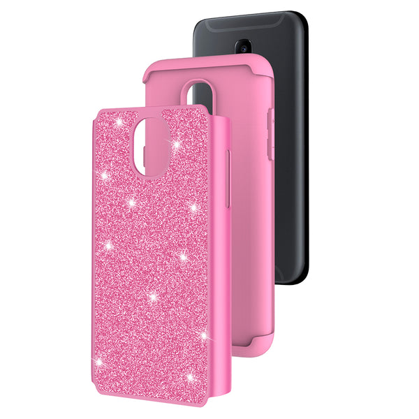 Samsung Galaxy J3 (2018) Glitter Hybrid Case - Hot Pink - www.coverlabusa.com