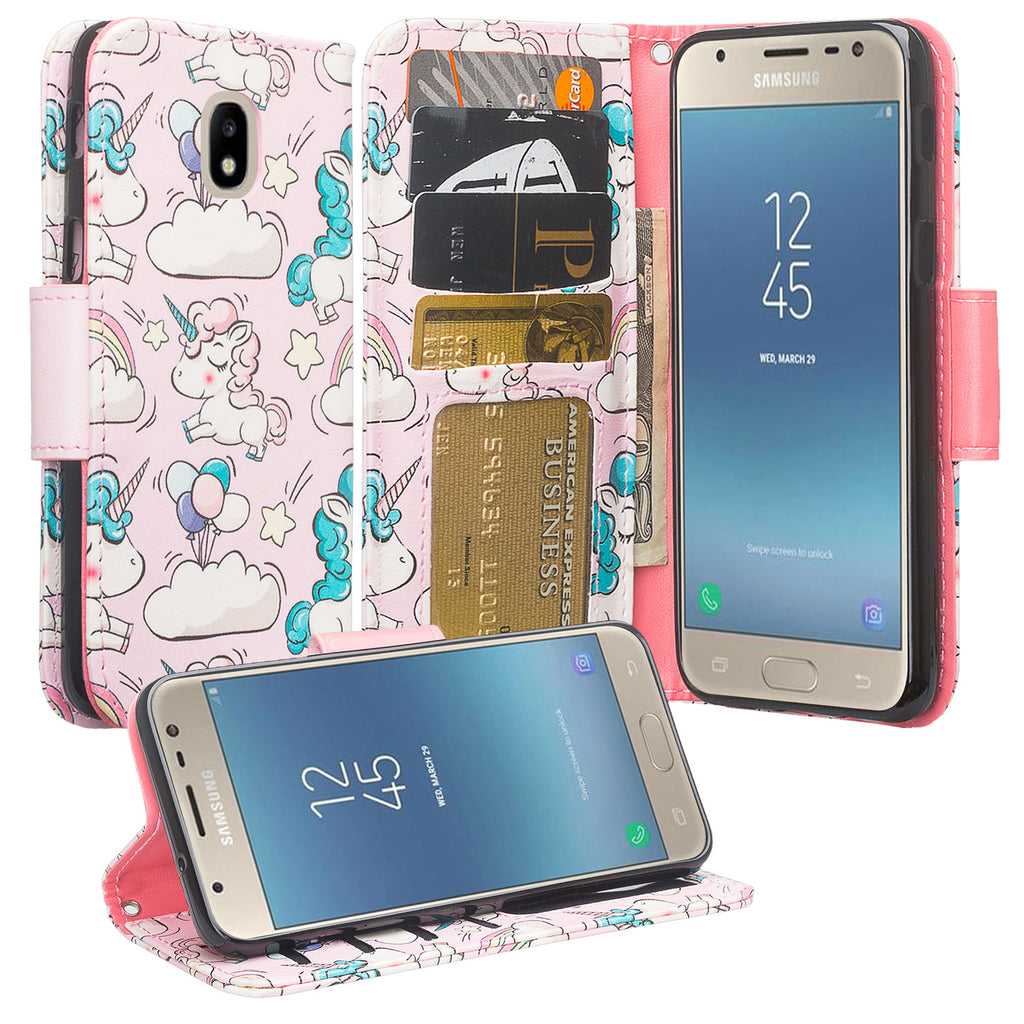 Samsung Galaxy J3 (2018) Wallet Case - pink unicorn - www.coverlabusa.com
