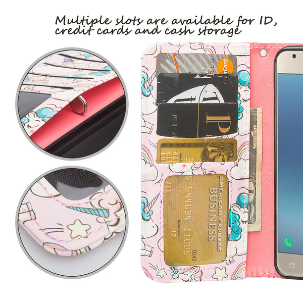 Samsung Galaxy J3 (2018) Wallet Case - pink unicorn - www.coverlabusa.com