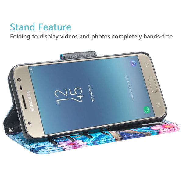 Samsung Galaxy J3 (2018) Wallet Case - blue butterfly - www.coverlabusa.com