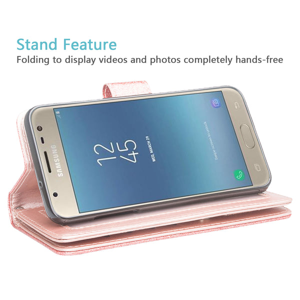 Samsung Galaxy J3(2018) glitter wallet case - rose gold - www.coverlabusa.com