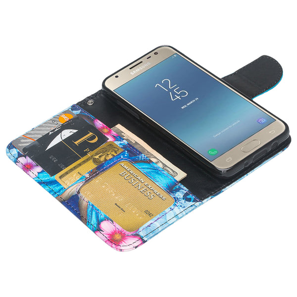 Samsung Galaxy J3 (2018) Wallet Case - blue butterfly - www.coverlabusa.com