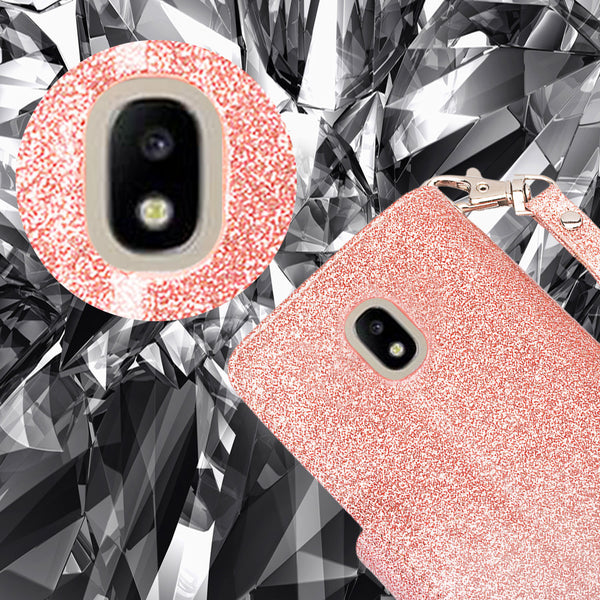 Samsung Galaxy J3(2018) glitter wallet case - rose gold - www.coverlabusa.com