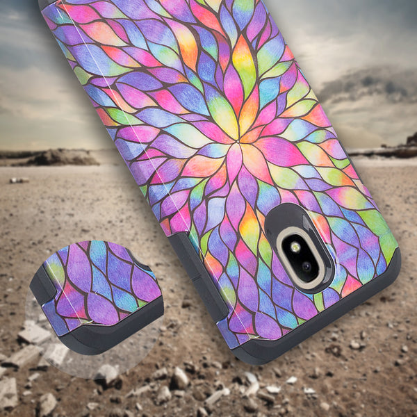 samsung galaxy j3 2018 hybrid case - rainbow flower - www.coverlabusa.com