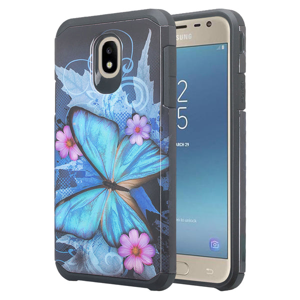 samsung galaxy j3 2018 hybrid case - blue butterfly - www.coverlabusa.com