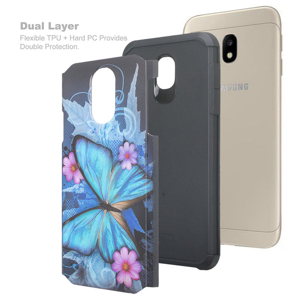 samsung galaxy j3 2018 hybrid case - blue butterfly - www.coverlabusa.com