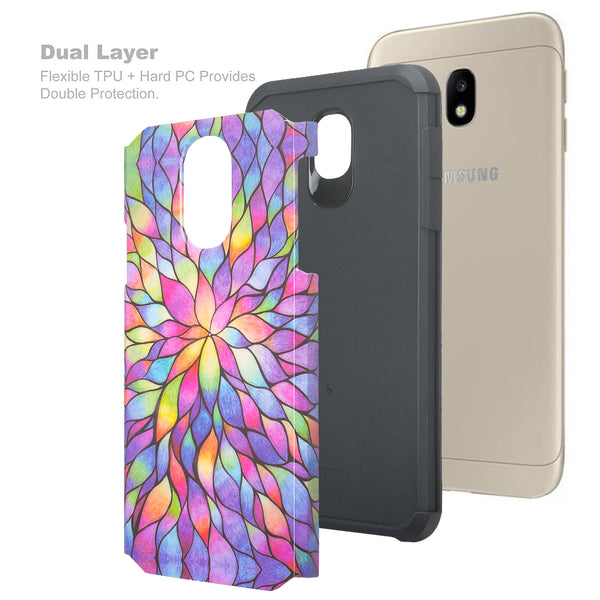 samsung galaxy j3 2018 hybrid case - rainbow flower - www.coverlabusa.com