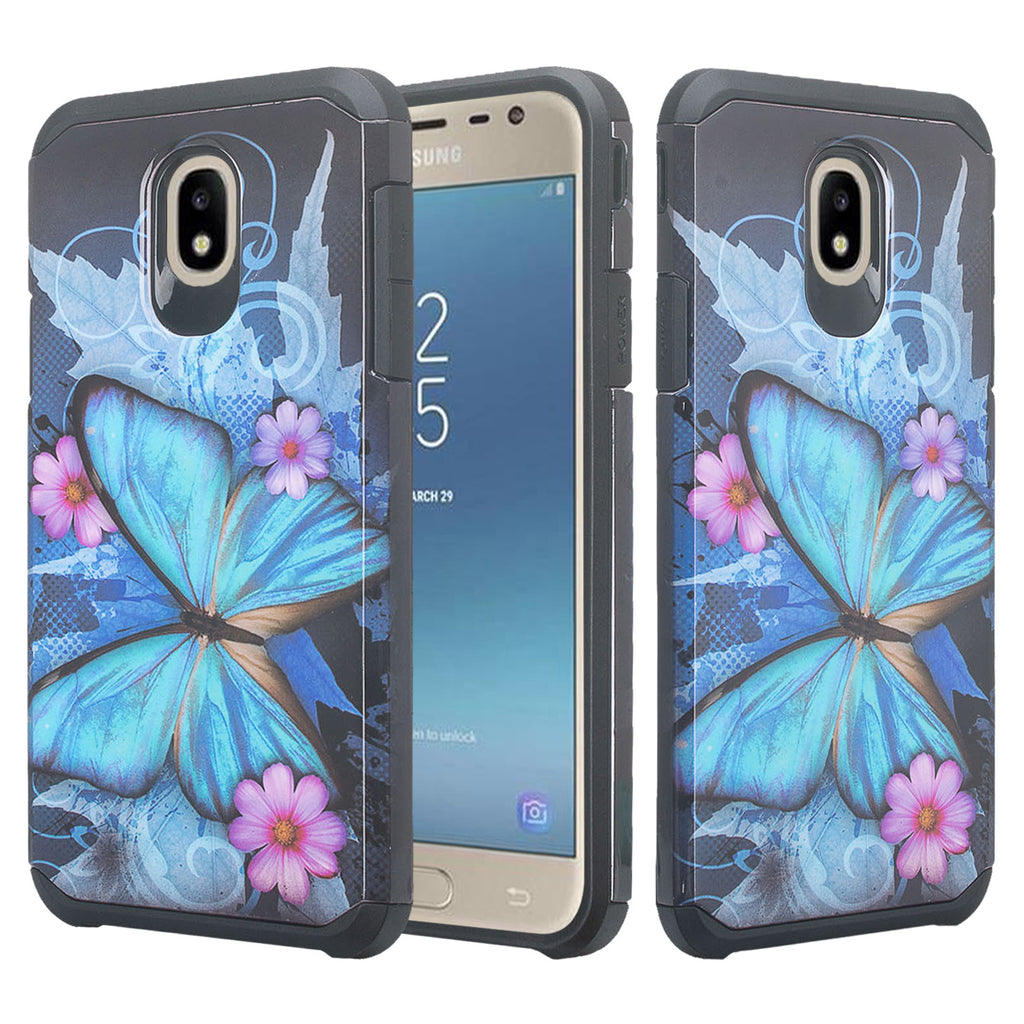 samsung galaxy j3 2018 hybrid case - blue butterfly - www.coverlabusa.com