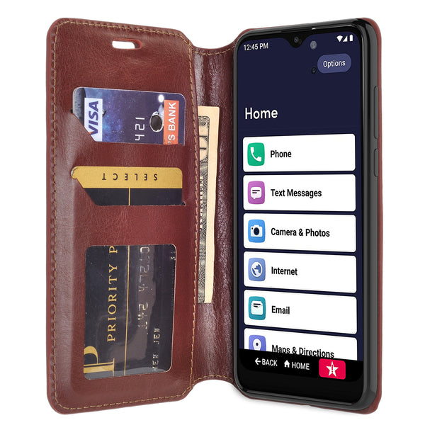 alcatel jitterbug smart 3 wallet case - brown - www.coverlabusa.com
