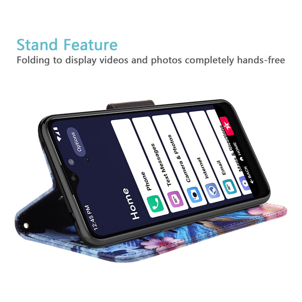 alcatel jitterbug smart 3 wallet case - blue butterfly - www.coverlabusa.com