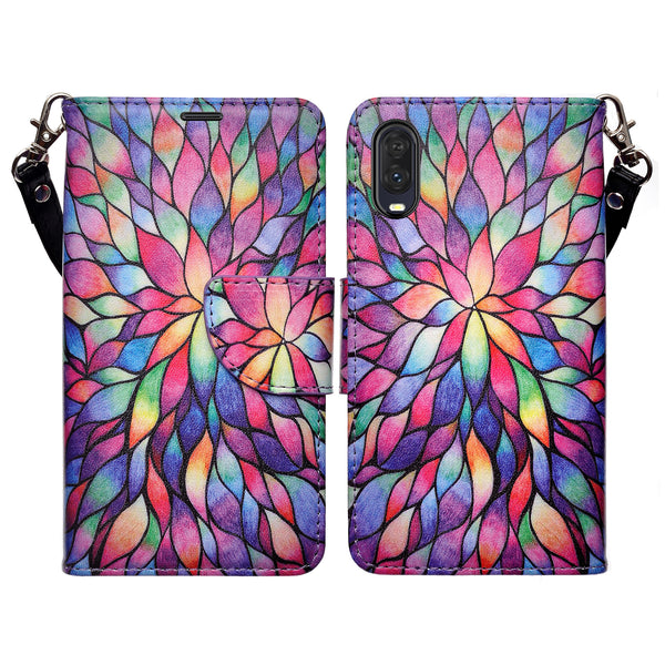 alcatel jitterbug smart 3 wallet case - rainbow flower - www.coverlabusa.com