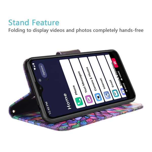 alcatel jitterbug smart 3 wallet case - rainbow flower - www.coverlabusa.com