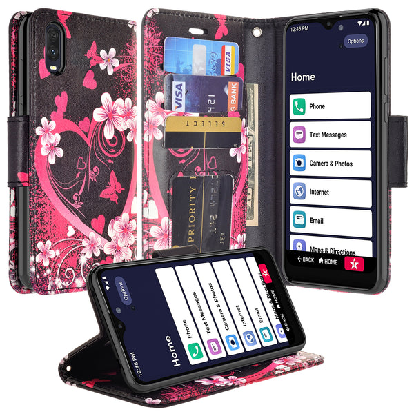 alcatel jitterbug smart 3 wallet case - heart butterflies - www.coverlabusa.com