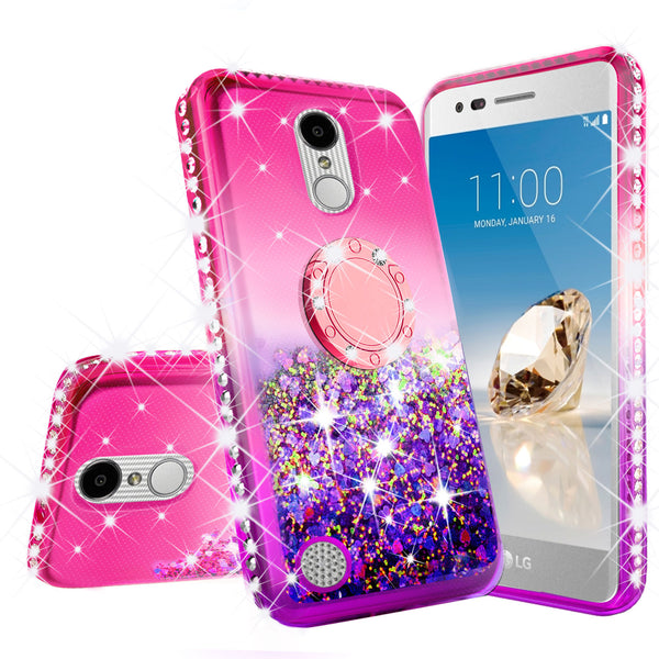 glitter ring phone case for lg aristo - hot pink gradient - www.coverlabusa.com