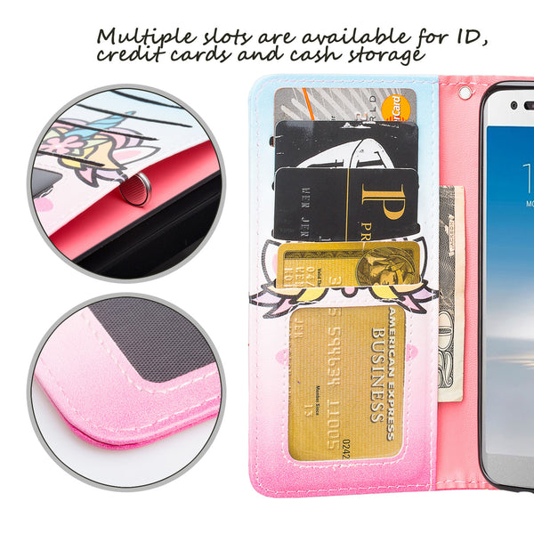 LG Aristo 2 Wallet Case - White Unicorn - www.coverlabusa.com