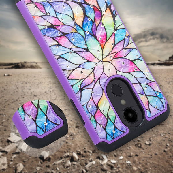 lg aristo 2 case crystal rhinestone - rainbow flower - www.coverlabusa.com