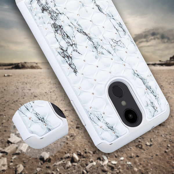 lg aristo 2 case crystal rhinestone - marble - www.coverlabusa.com