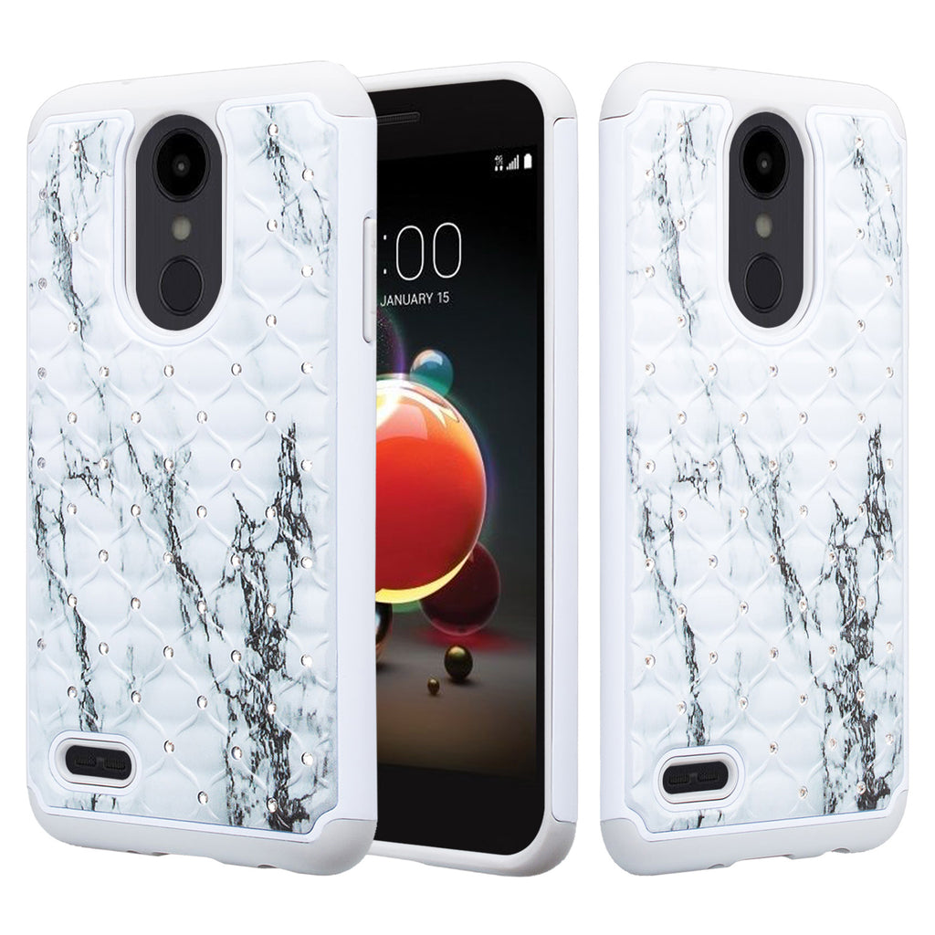 lg aristo 2 case crystal rhinestone - marble - www.coverlabusa.com