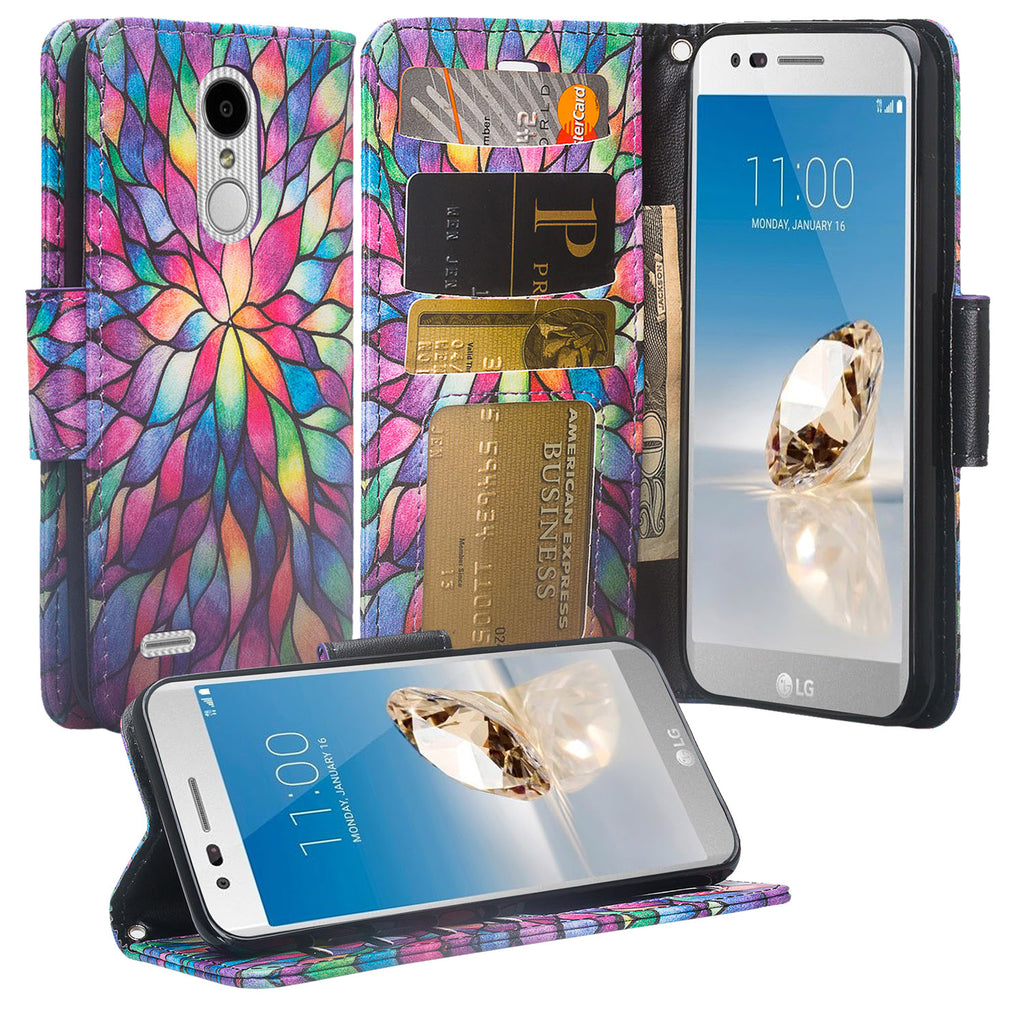 LG Aristo 2 Wallet Case - Rainbow Flower - www.coverlabusa.com
