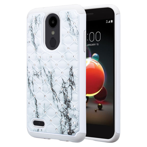 lg aristo 2 case crystal rhinestone - marble - www.coverlabusa.com