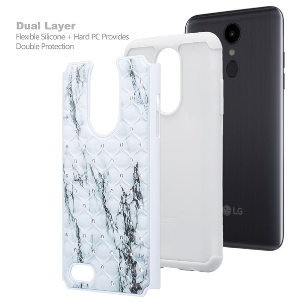 lg aristo 2 case crystal rhinestone - marble - www.coverlabusa.com