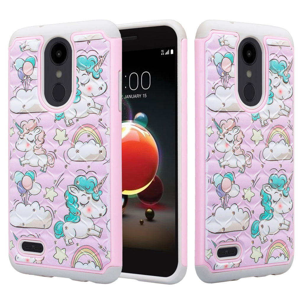 lg aristo 2 case crystal rhinestone - pink unicorn - www.coverlabusa.com