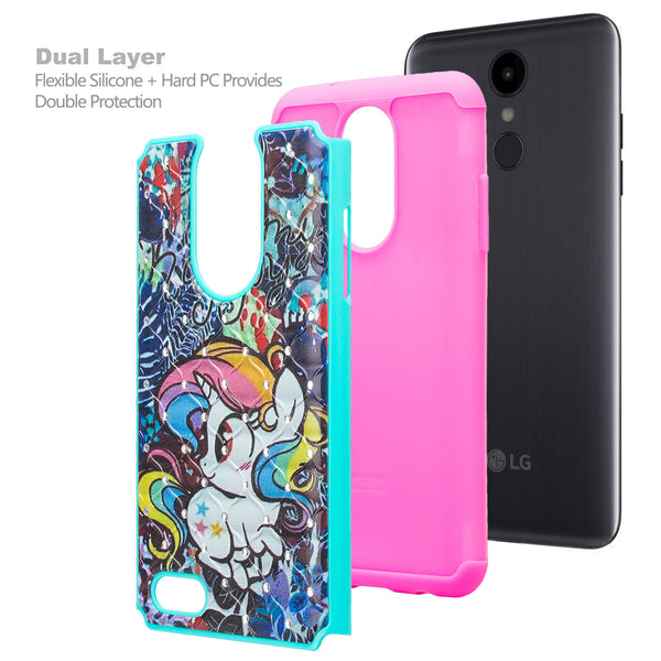 lg aristo 2 case crystal rhinestone - rainbow unicorn - www.coverlabusa.com