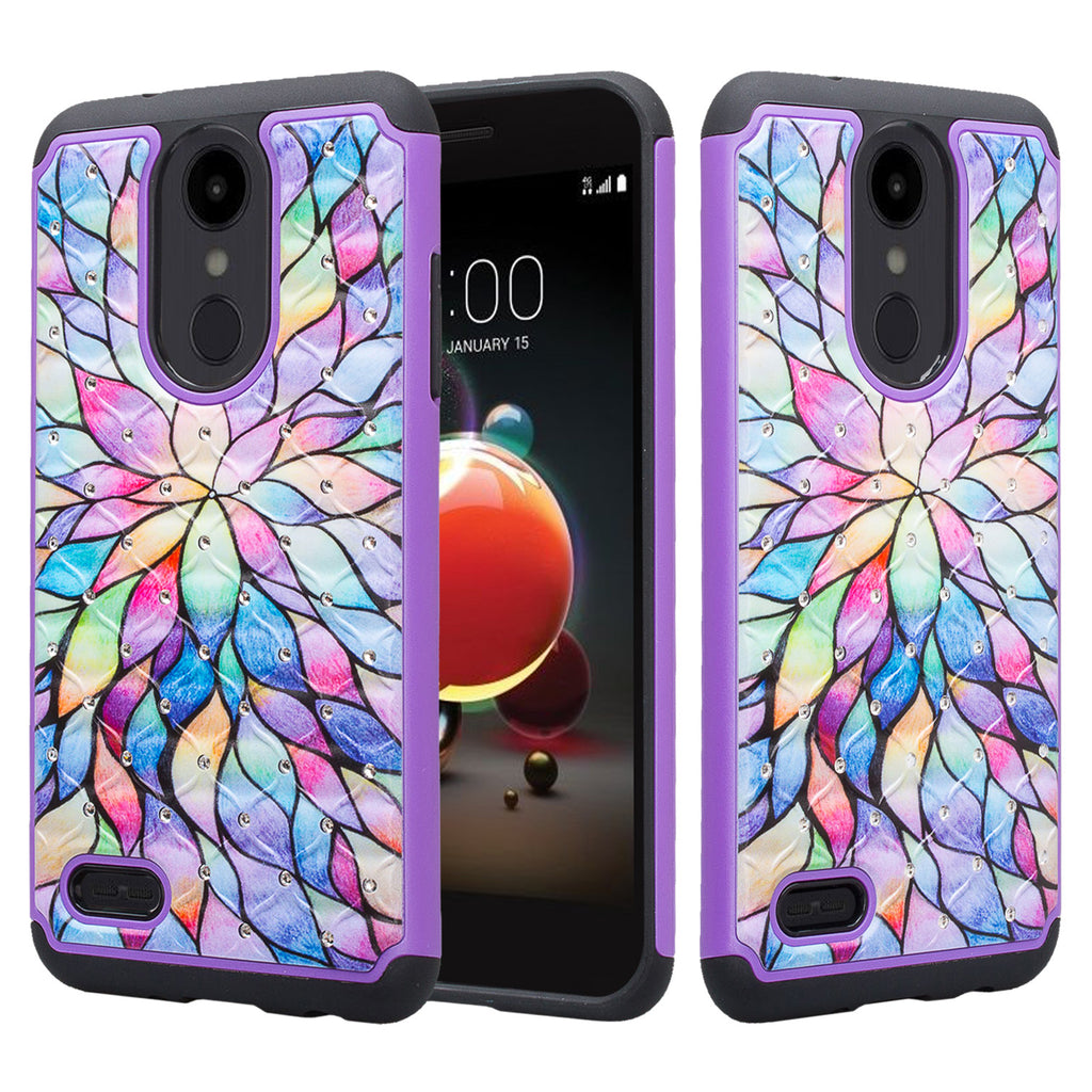 lg aristo 2 case crystal rhinestone - rainbow flower - www.coverlabusa.com