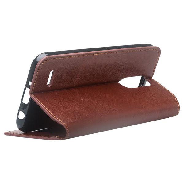 LG Aristo 2 Wallet Case - brown - www.coverlabusa.com
