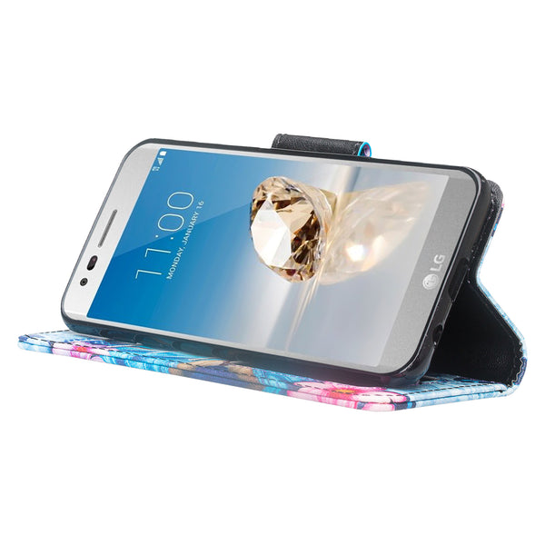 LG Aristo 2 Wallet Case - Blue Butterfly - www.coverlabusa.com