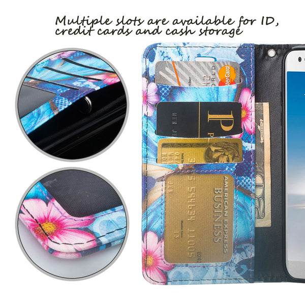 LG Aristo 2 Wallet Case - Blue Butterfly - www.coverlabusa.com