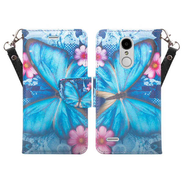 LG Aristo 2 Wallet Case - Blue Butterfly - www.coverlabusa.com