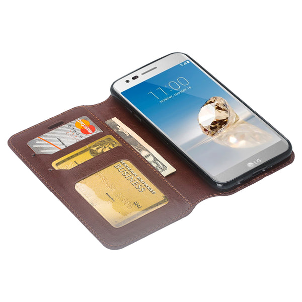 LG Aristo 2 Wallet Case - brown - www.coverlabusa.com