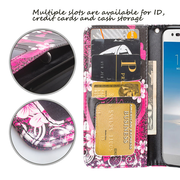 LG Aristo 2 Wallet Case - Heart Butterflies - www.coverlabusa.com